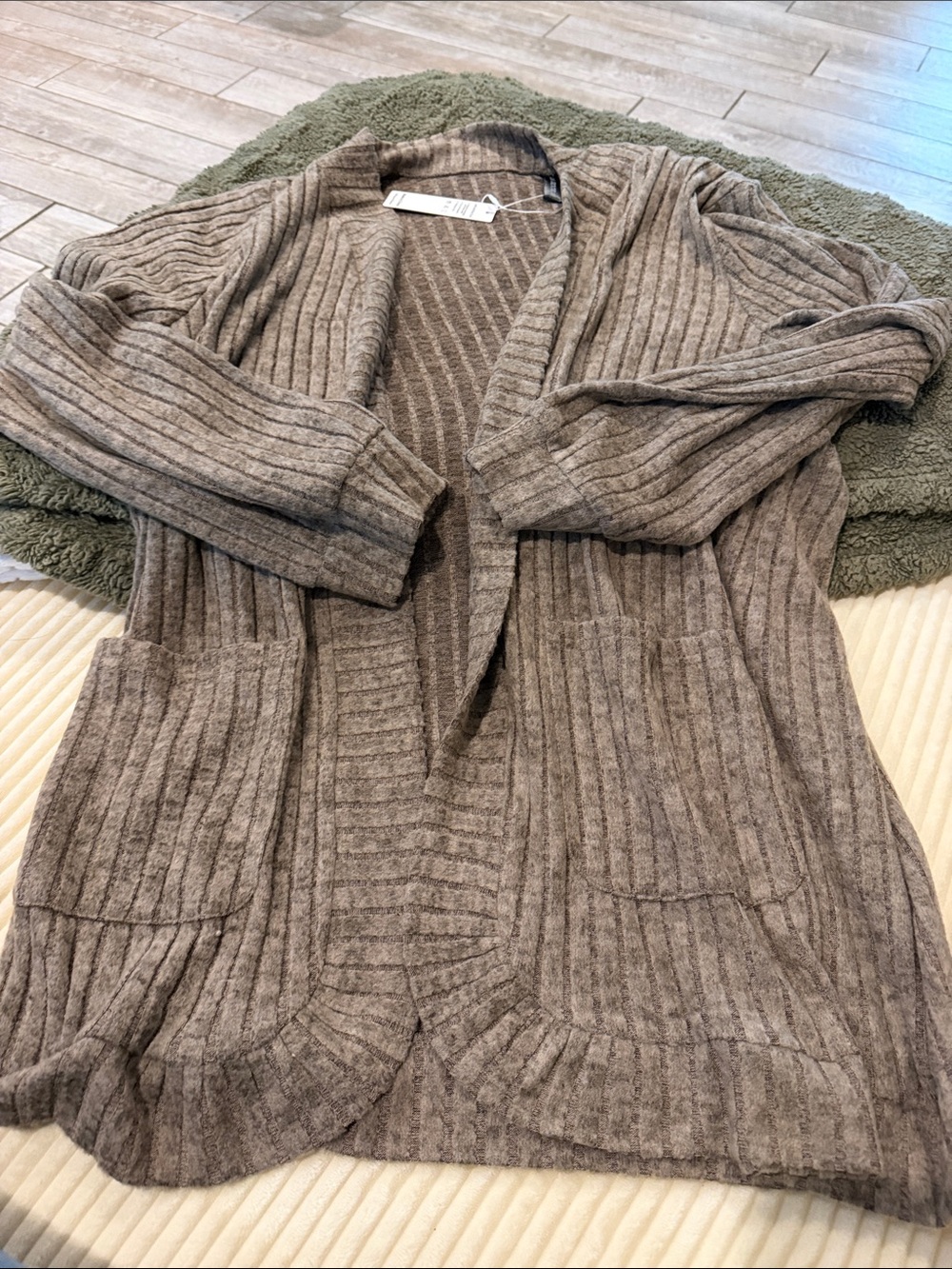Cozy Ribbed Open-Front Cardigan - Gray
